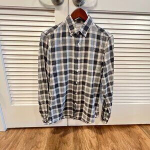 Brunello Cucinelli Leisure Fit Shirt, Grey Plaid, Small